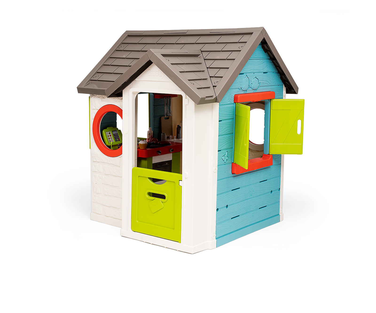 Къща с градински ресторант Chef House Smoby с кухня и магазин с касов апарат 38 аксесоара от 2 години