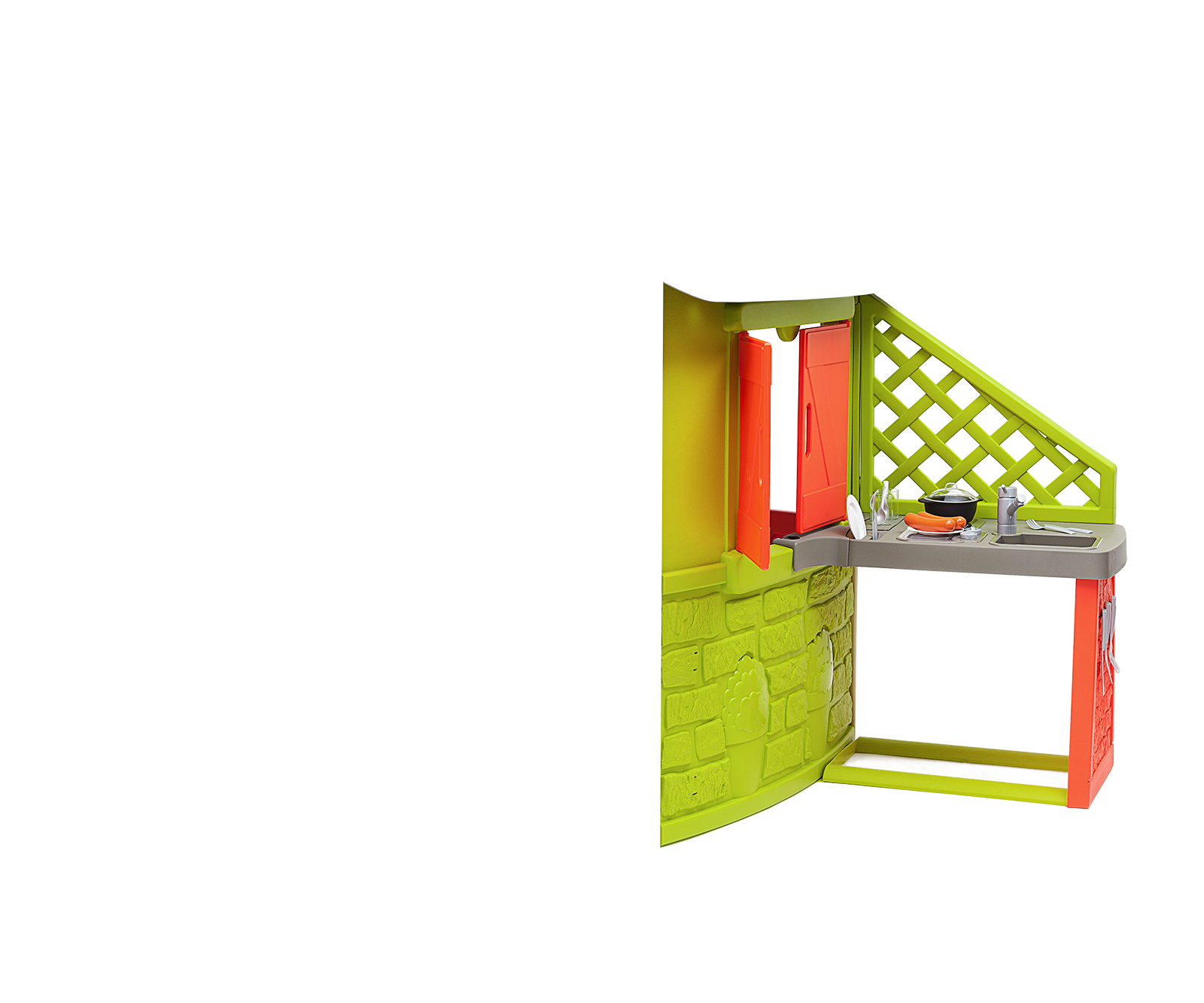 Къща Neo Jura Lodge Smoby разширяем 2 врати 2 прозореца с капаци и хранилка за птици от 2 години